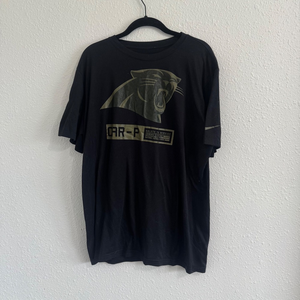 The Nike‎ Tee Carolina Panthers Dri-Fit Mens Size XL T Shirt Black and Green